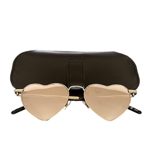 Saint Laurent SL 301 Loulou Heart-Shape Sunglasses Gold Frame Black/Gradient Len